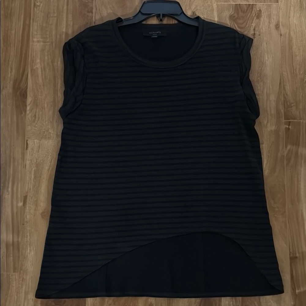 All Saints Black Asymmetrical Muscle Tee